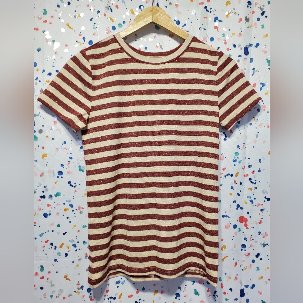Loft shimmer striped shirt